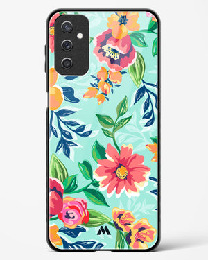 Flower Print on Canvas Glass Case Phone Cover (Samsung)