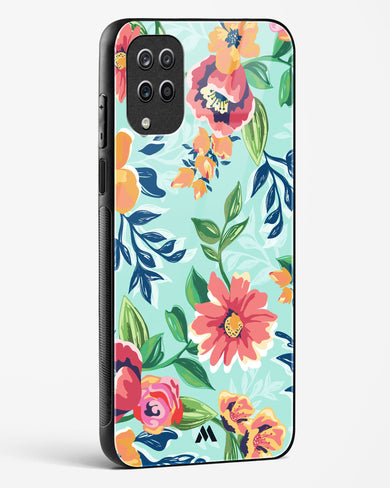 Flower Print on Canvas Glass Case Phone Cover (Samsung)