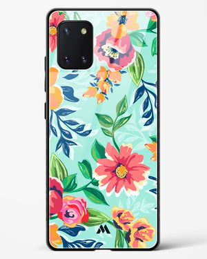 Flower Print on Canvas Glass Case Phone Cover (Samsung)