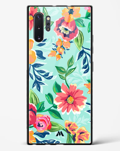 Flower Print on Canvas Glass Case Phone Cover-(Samsung)