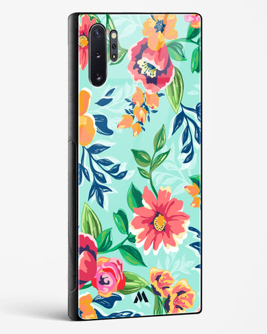 Flower Print on Canvas Glass Case Phone Cover-(Samsung)