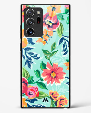 Flower Print on Canvas Glass Case Phone Cover-(Samsung)