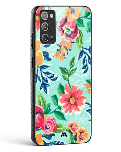 Flower Print on Canvas Glass Case Phone Cover (Samsung)