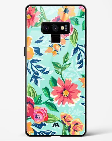 Flower Print on Canvas Glass Case Phone Cover (Samsung)