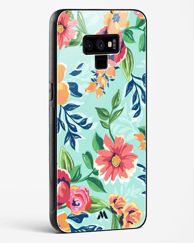Flower Print on Canvas Glass Case Phone Cover (Samsung)