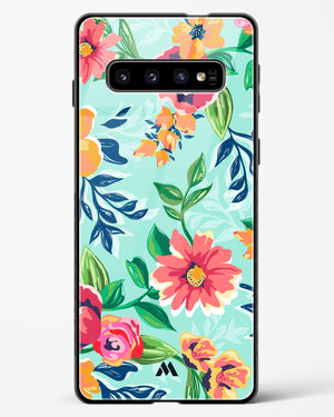 Flower Print on Canvas Glass Case Phone Cover (Samsung)