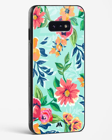 Flower Print on Canvas Glass Case Phone Cover-(Samsung)