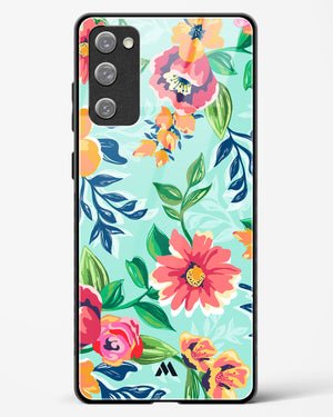 Flower Print on Canvas Glass Case Phone Cover-(Samsung)