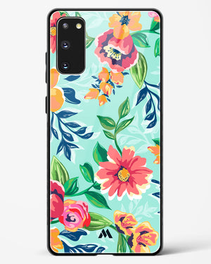 Flower Print on Canvas Glass Case Phone Cover-(Samsung)