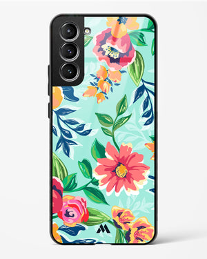Flower Print on Canvas Glass Case Phone Cover (Samsung)