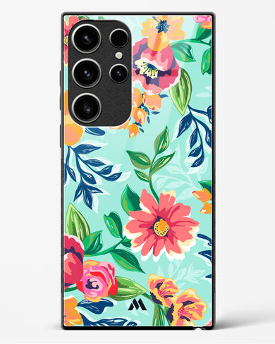 Flower Print on Canvas Glass Case Phone Cover (Samsung)