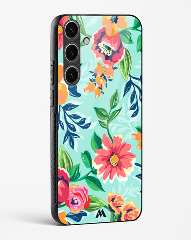 Flower Print on Canvas Glass Case Phone Cover (Samsung)
