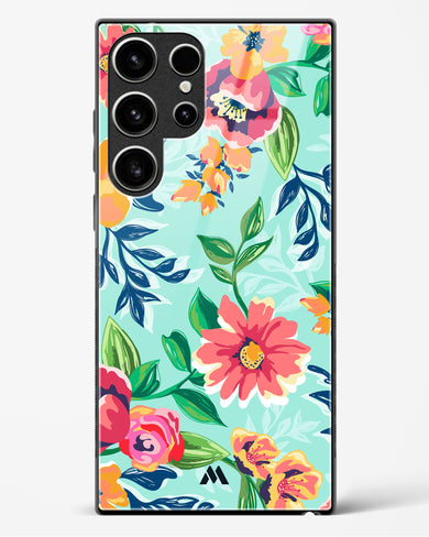 Flower Print on Canvas Glass Case Phone Cover (Samsung)