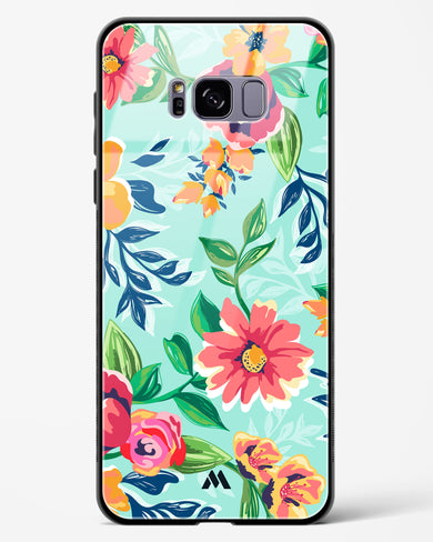 Flower Print on Canvas Glass Case Phone Cover (Samsung)