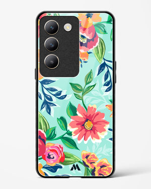 Flower Print on Canvas Glass Case Phone Cover (Vivo)