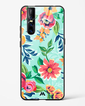 Flower Print on Canvas Glass Case Phone Cover (Vivo)