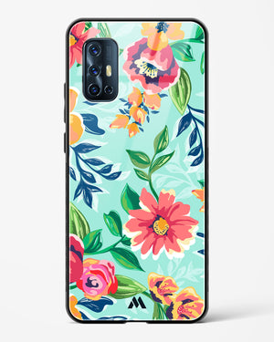 Flower Print on Canvas Glass Case Phone Cover (Vivo)