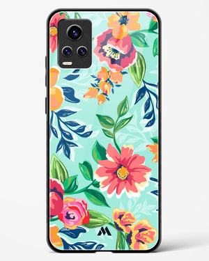 Flower Print on Canvas Glass Case Phone Cover-(Vivo)