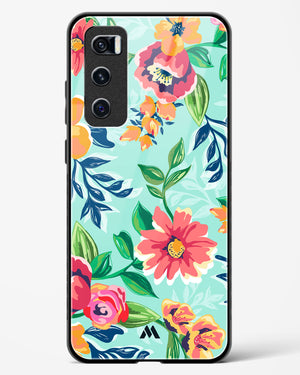 Flower Print on Canvas Glass Case Phone Cover (Vivo)