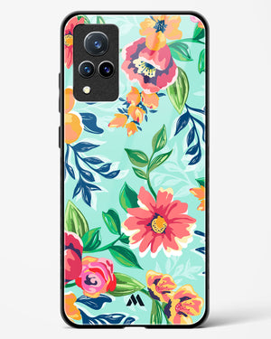 Flower Print on Canvas Glass Case Phone Cover (Vivo)