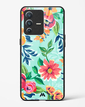 Flower Print on Canvas Glass Case Phone Cover-(Vivo)