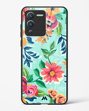 Flower Print on Canvas Glass Case Phone Cover-(Vivo)