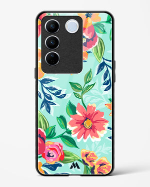 Flower Print on Canvas Glass Case Phone Cover-(Vivo)