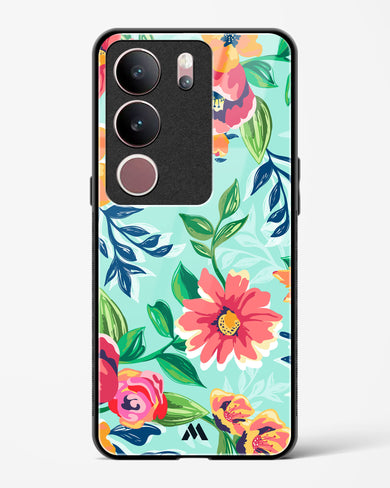Flower Print on Canvas Glass Case Phone Cover (Vivo)