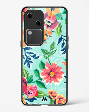 Flower Print on Canvas Glass Case Phone Cover (Vivo)