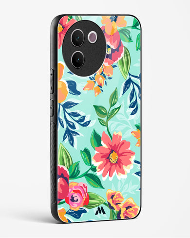 Flower Print on Canvas Glass Case Phone Cover (Vivo)