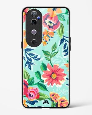 Flower Print on Canvas Glass Case Phone Cover (Vivo)