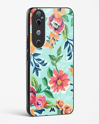 Flower Print on Canvas Glass Case Phone Cover (Vivo)