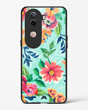 Flower Print on Canvas Glass Case Phone Cover (Vivo)