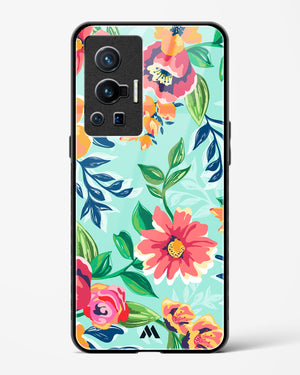 Flower Print on Canvas Glass Case Phone Cover (Vivo)
