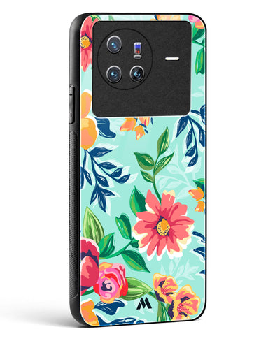Flower Print on Canvas Glass Case Phone Cover (Vivo)