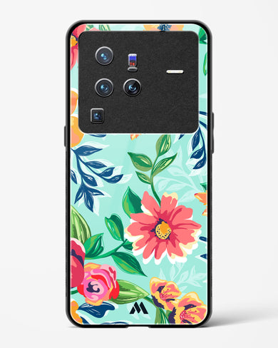 Flower Print on Canvas Glass Case Phone Cover-(Vivo)