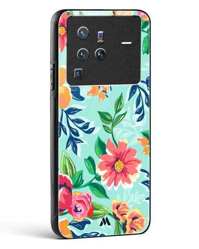 Flower Print on Canvas Glass Case Phone Cover-(Vivo)