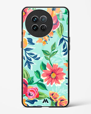 Flower Print on Canvas Glass Case Phone Cover-(Vivo)