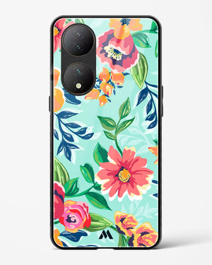 Flower Print on Canvas Glass Case Phone Cover (Vivo)