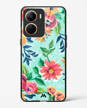 Flower Print on Canvas Glass Case Phone Cover-(Vivo)