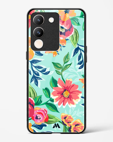 Flower Print on Canvas Glass Case Phone Cover (Vivo)