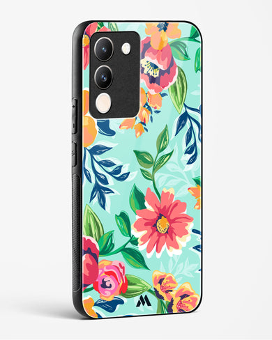 Flower Print on Canvas Glass Case Phone Cover (Vivo)