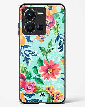 Flower Print on Canvas Glass Case Phone Cover-(Vivo)