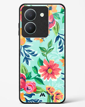 Flower Print on Canvas Glass Case Phone Cover-(Vivo)
