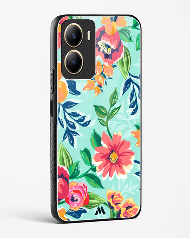 Flower Print on Canvas Glass Case Phone Cover-(Vivo)