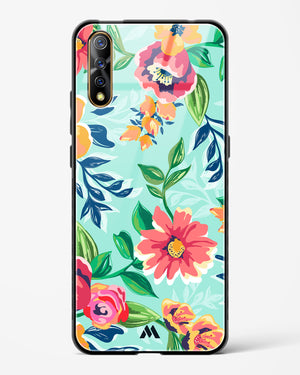 Flower Print on Canvas Glass Case Phone Cover-(Vivo)