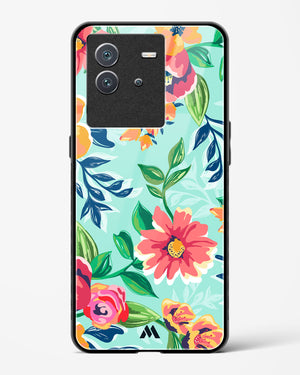 Flower Print on Canvas Glass Case Phone Cover-(Vivo)