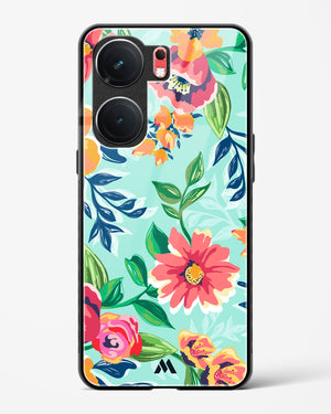 Flower Print on Canvas Glass Case Phone Cover (Vivo)