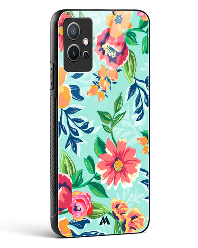 Flower Print on Canvas Glass Case Phone Cover-(Vivo)