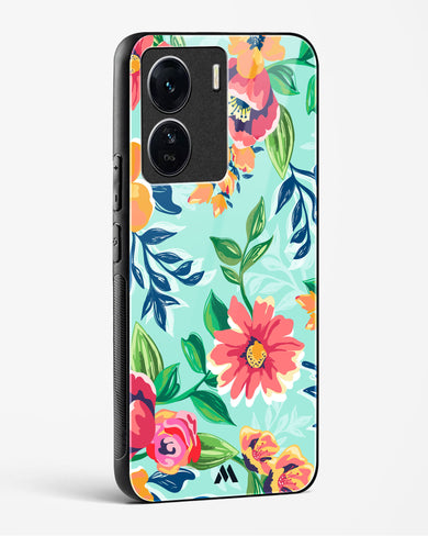 Flower Print on Canvas Glass Case Phone Cover-(Vivo)